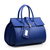 blue leather flap tote