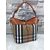 Large check fabric leather trim hobo shoulder bag