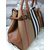 Large check fabric leather trim tote bag