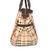 Beige Medium Check Brown Leather Trim  Handbag Bag with Should Strap