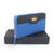 Stone Logo Real Blue and Black Leather Zipper Long Wallet