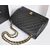 Black Ball Skin Leather Quilting Chain Bag (Gold)