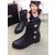 Original calfskin leather double C turn lock logo short boots