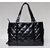 Black Quilting Wax Leather Chain Shoulder Strap Tote