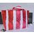 Red stripe cotton fabric tote