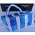 Blue stripe cotton fabric tote