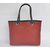 Red caviar leather shopping tote bag