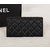 Black lamb skin leather long wallet