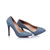 Blue denim rivet pointed head pump