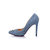 Blue denim rivet pointed head pump