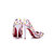 White patent leather multiple color rivet pump