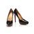 Black patent leather platform pointed head pump