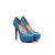 Blue patent leather cut out platform pump