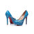 Blue patent leather cut out platform pump