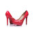 Red patent leather cut out platform pump