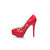 Red patent leather cut out platform pump