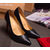 Black croco leather pointed head pump