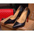 Black croco leather pointed head pump