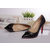 Black leather pointed head pump