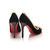 Black suede leather rivet pointed head pump