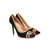 Black suede leather rivet pointed head pump