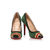 Green suede leather rivet pointed head pump