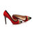 Red suede leather rivet pointed head pump