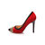 Red suede leather rivet pointed head pump