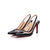 Black patent leather pointed head slingback pump