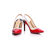 Red patent leather pointed head slingback pump