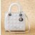 Lady Dior Bag Small White Pattern Leather (Silver)