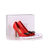 Quilting red leather bow-tie peep toe pump