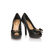 Quilting black leather bow-tie peep toe platform pump