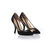 Black suede leather pointed head pump