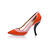 Orange leather pointed head pump