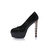 Black leather peep toe platform pump