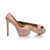 Beige leather peep toe platform pump