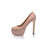 Beige leather peep toe platform pump