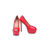 Red patent peep toe platform pump