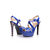 Blue patent leather platform pump sandal