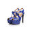 Blue patent leather platform pump sandal