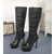 Quiliting leather platform pump long boots