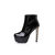 Black quilting patent leather platform short boots