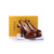 Multiple color stripe fabric peep toe platform pump