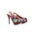 Multiple color stripe fabric peep toe platform pump