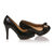 Black quilting patent leather bow-tie pump