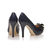 Dark blue quilting leather pump