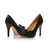 black quilting patent leather bow-tie peep toe pump