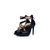 Black leather with leaves platform pump sandal