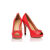 Red leather peep toe platform pump